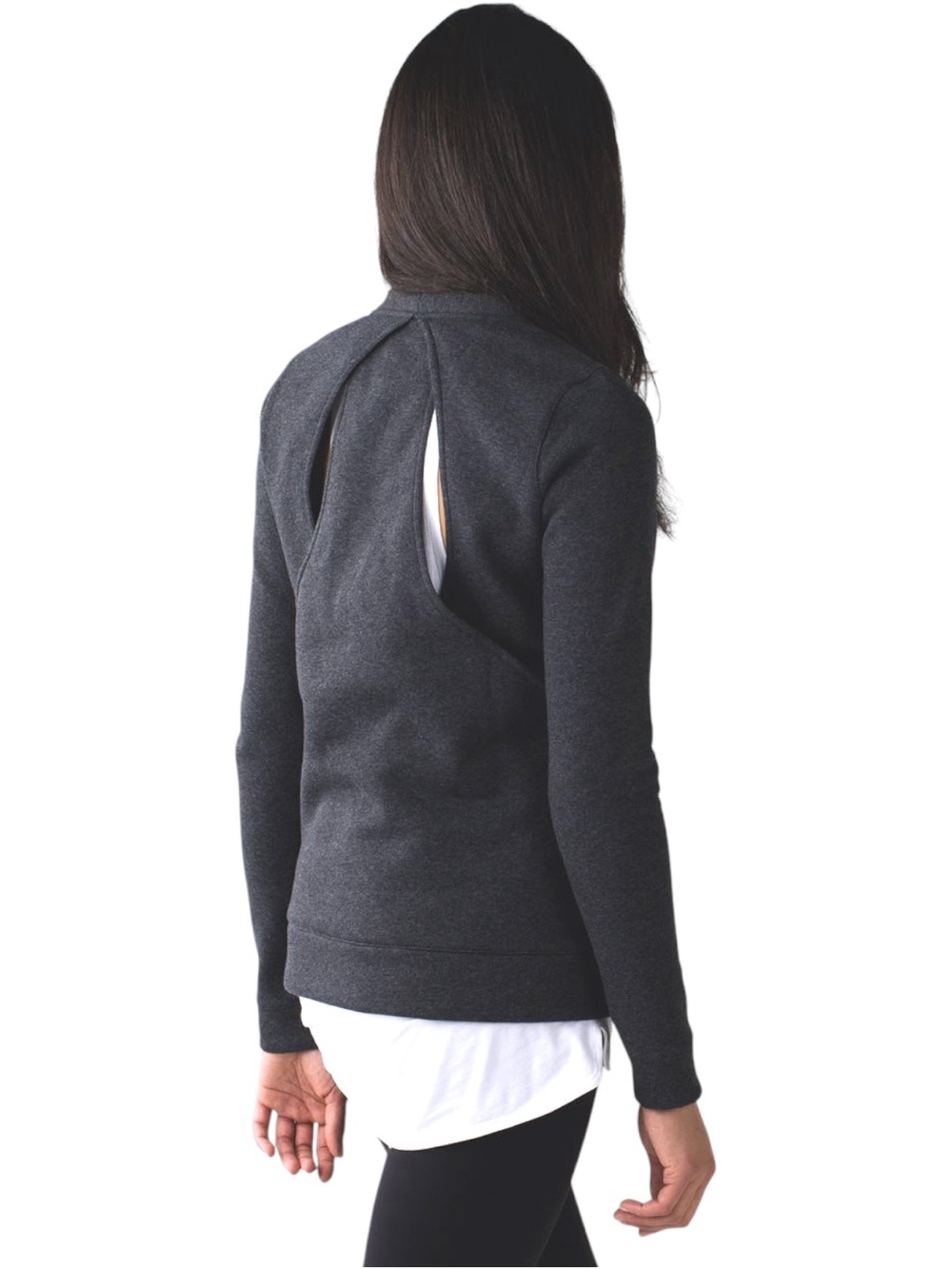 Lululemon Heathered Black &go Endeavor Long Sleeve Cotton Fleece Top (6)